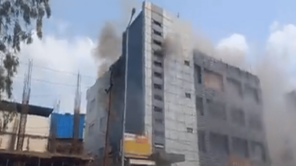 fire broke out on second floor of Millennium Hardware in Sector 9 Noida