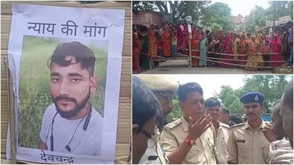 Villagers blocked Rosra Bahedi road in protest against the murder of a young man by stabbing him in Samastipur