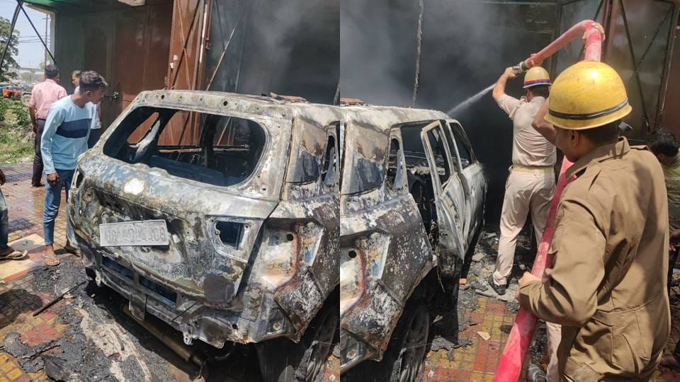 Car suddenly caught fire while repairing