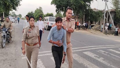 Bullets were fired between two parties in land dispute in Agra Police detained many people on spot