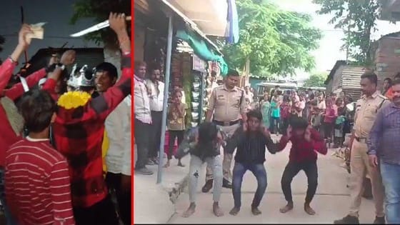 waving knife on social media police took out a procession in the entire area
