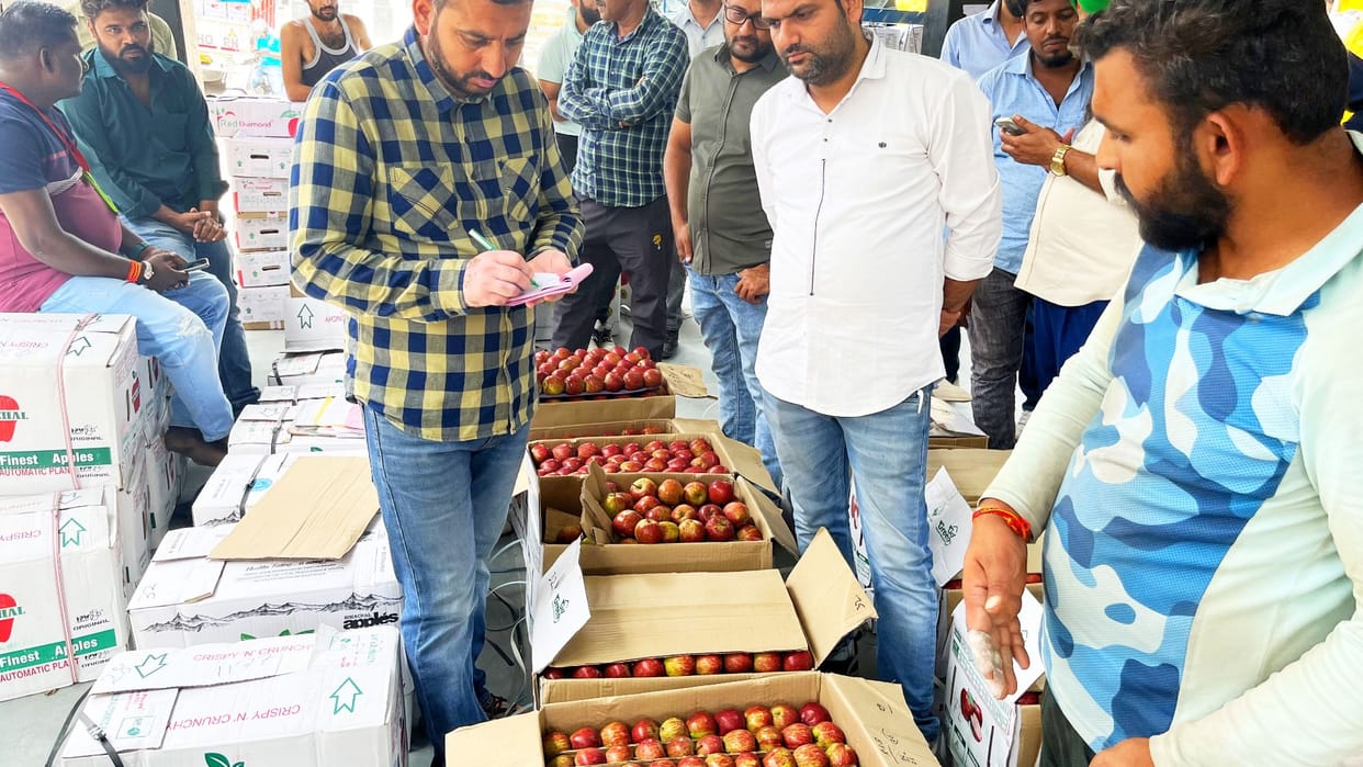 Apple price decline after Jammu Kashmir Apple reached in Solan Sabji Mandi