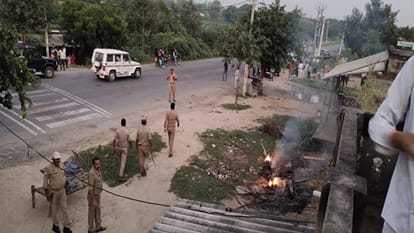 Bullets were fired between two parties in land dispute in Agra Police detained many people on spot