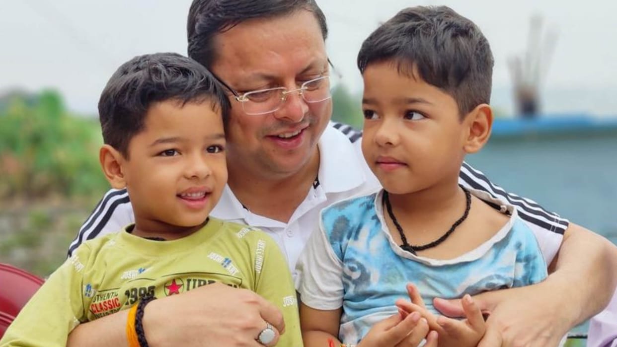 Bageshwar By-Election CM Dhami caressed the children in his lap sought support from the villagers to win