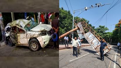 A car hits a poll in Gomati Nagar, driver died.