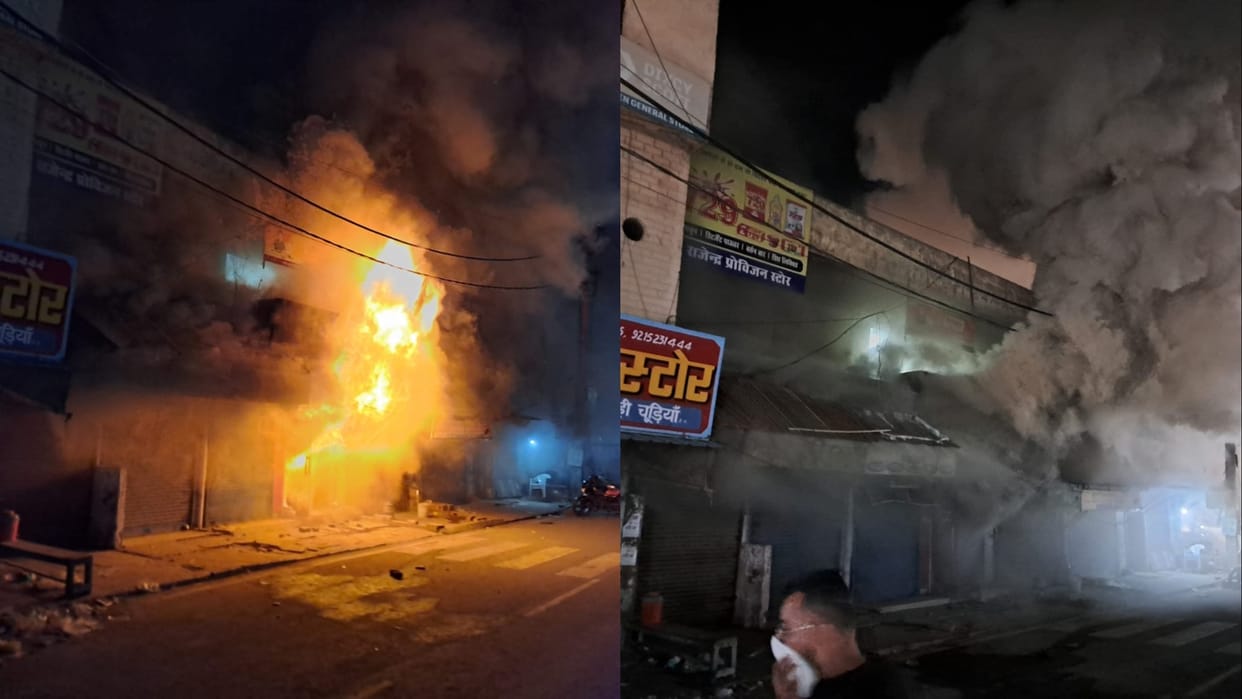 Panipat: Fire breaks out in shoe showroom in Samalkha