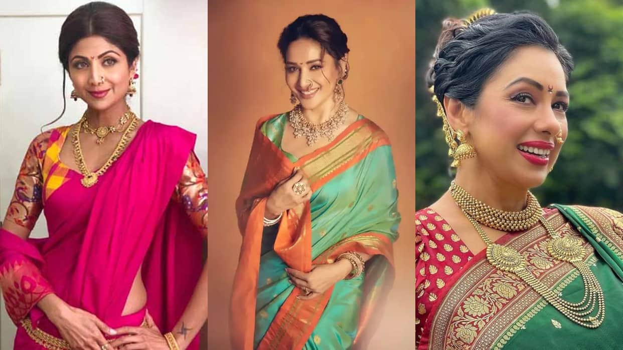 Ganesh Chaturthi 2023 traditional maharashtrian look for ganesh chaturthi rupali ganguly to madhuri dixit