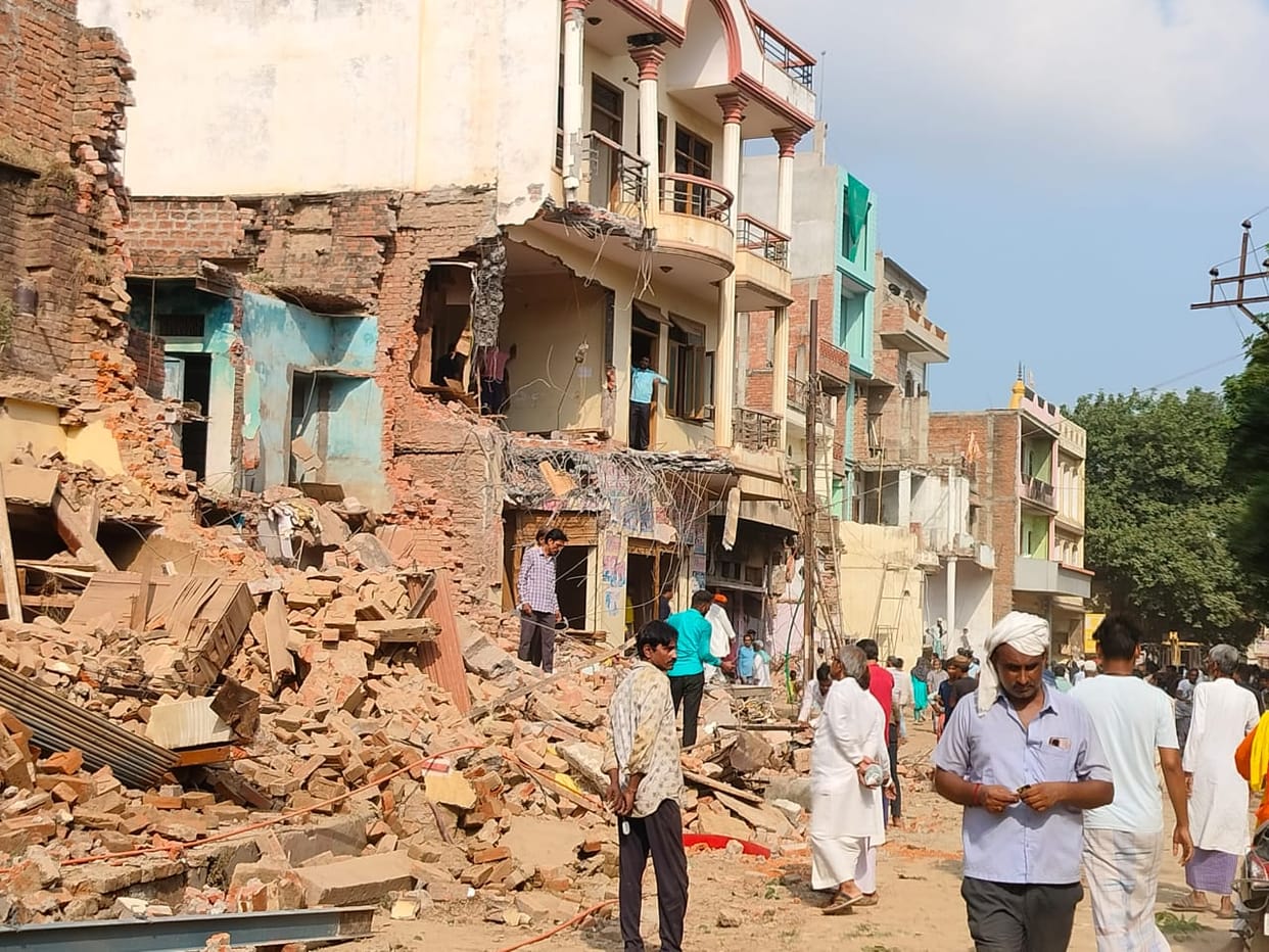 The encroachment removal process lasted for four hours, people protested after seeing JCB machines