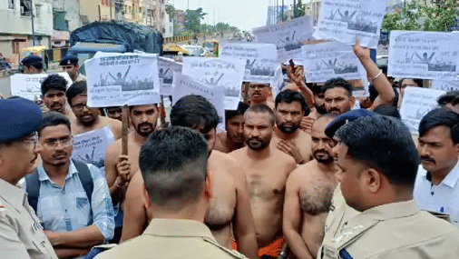 Students started stripping on the road in front of the police