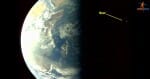 आदित्य एल-1 से खींची गईं पृथ्वी और चांद की तस्वीरें।