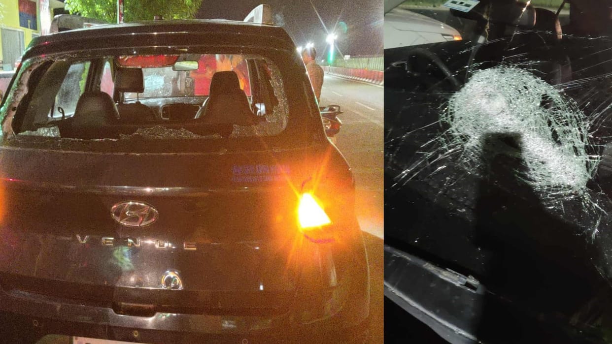 Stone pelting firing on car near Gorakhpur Air Force post