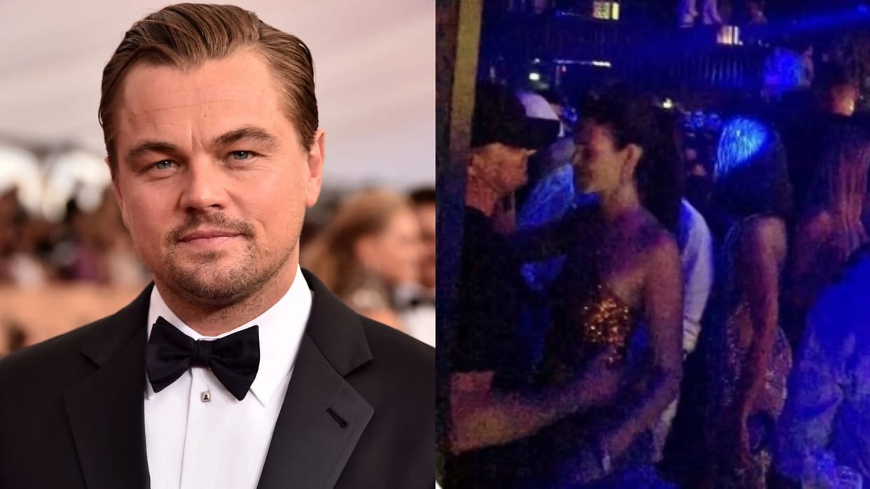 Hollywood star leonardo dicaprio publicly did liplock with 25 year old girlfriend vittoria pics goes viral
