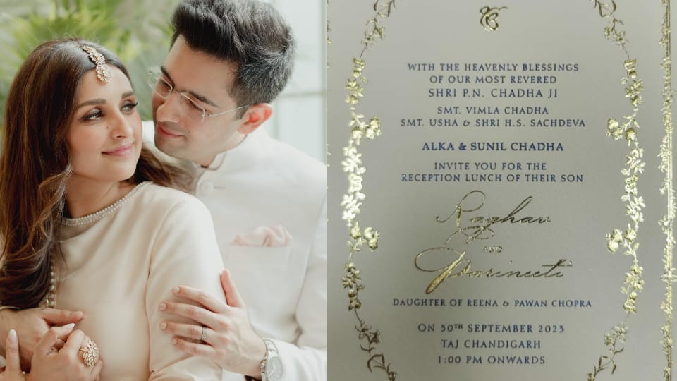 Recepation Card of MP Raghav Chadha and actress Parineeti Chopra goes viral