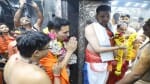 महाकाल के दर्शन करते अभिनेता अक्षय कुमार।