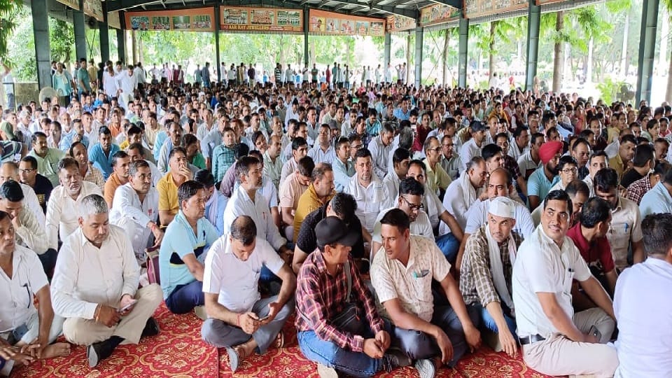 Guest teachers gathering for rally in Karnal Cm City, demanding permanent job