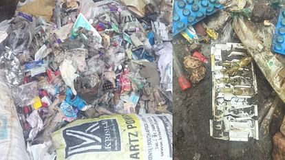 Again medicines and medical waste were found lying in open on railway side across Yamuna in Agra