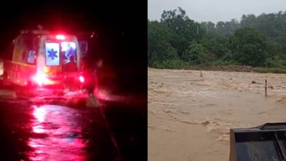 Ambulance stuck in overflowing drain life of newborn, mother and family members in danger in Haldwani Weather