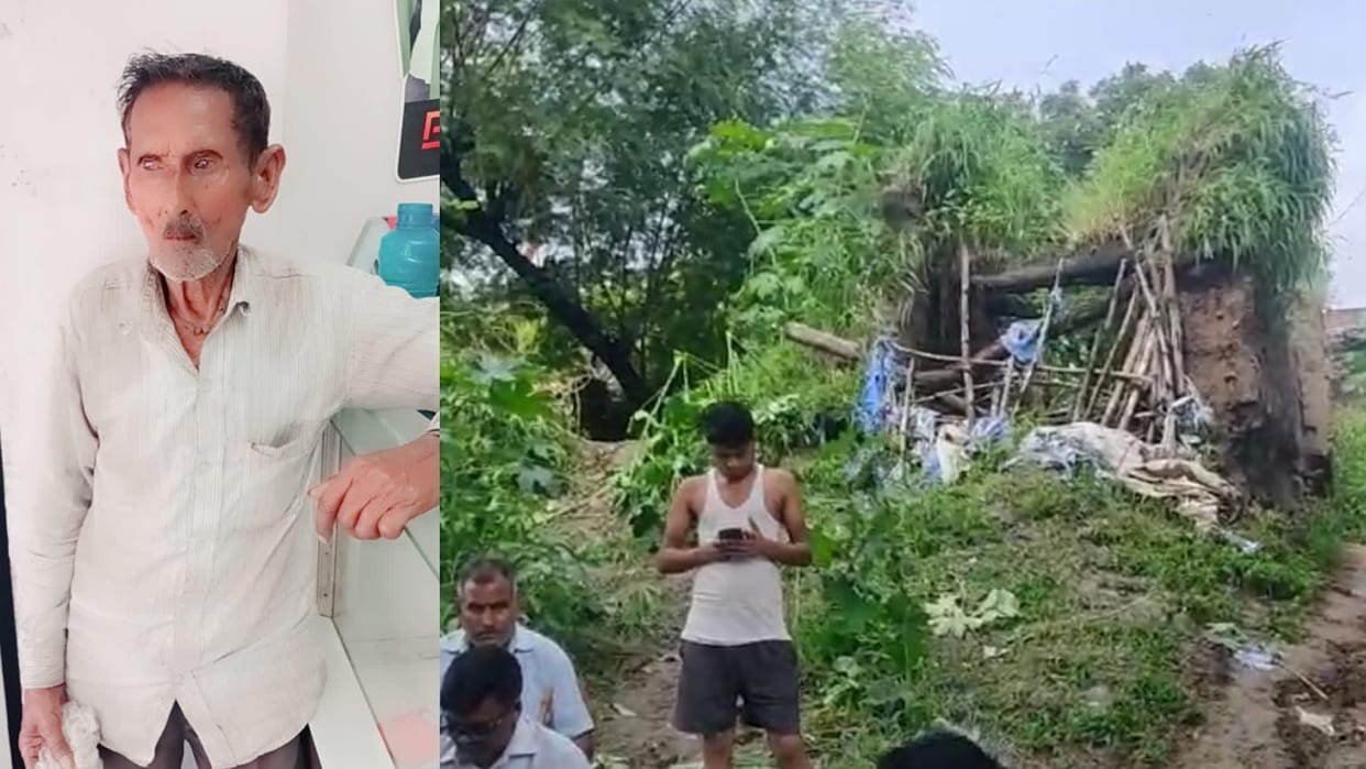 An old man died when a mud house collapsed in Amethi.
