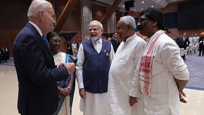 G20 delhi summit dinner pm modi nitish kumar hemant soren meeting photo with usa president joe biden