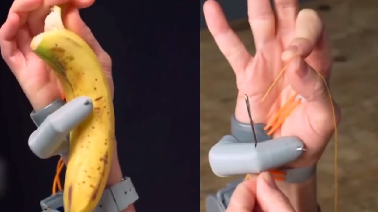 3d printed third thumb to exceed human capabilities watch viral video
