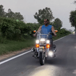 WWE wrestler Khali riding Harley Davidson