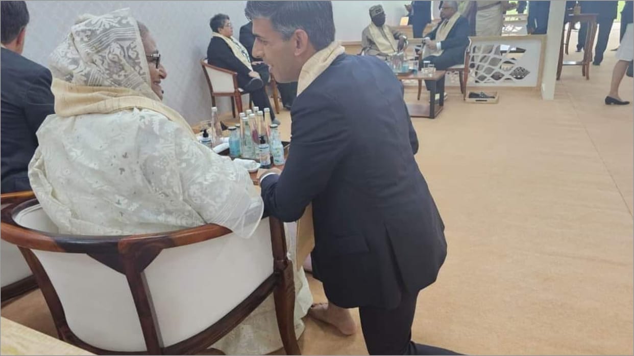 UK PM Rishi Sunak Adorable Moment With Sheikh Hasina at G20 summit getting attention on internet