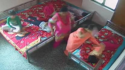 video has surfaced of headmistress beating girl with slippers at government children home in Agra