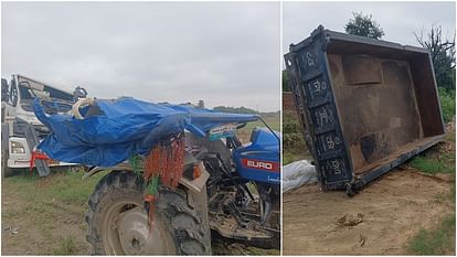 People returning tractor trolley milk tanker hit Two killed and 9 injured in mainpuri