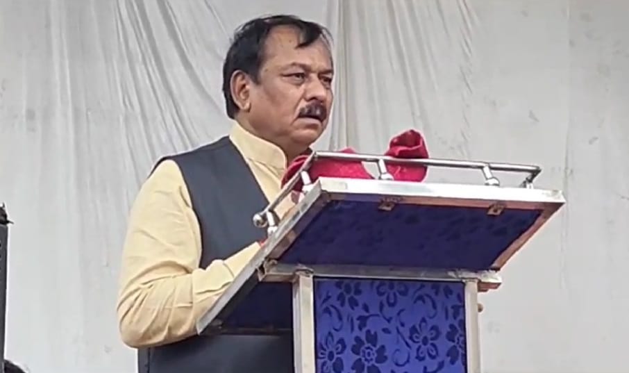 Bharatiya Janata Party candidate Vijay Baghel addressed a public meeting in Marwahi.