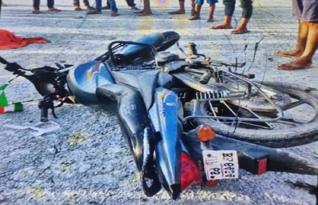 Two died in road accident in azamgarh unknown vehicle hit bike on highway
