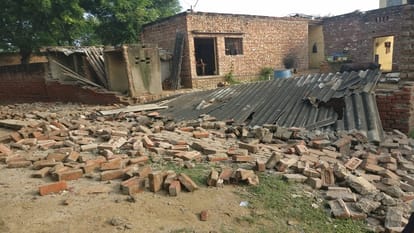 Concrete wall and tin shed collapsed after rain