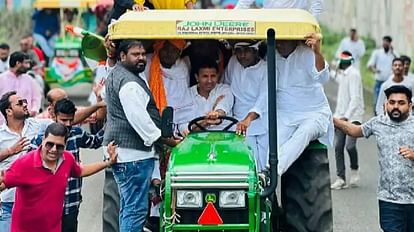 Indore: 200 ट्रैक्टर लेकर सड़क पर उतरे किसान, बड़ा जाम, सरकार गिराने की चेतावनी Kisan farmers rally tractor traffic jam congress