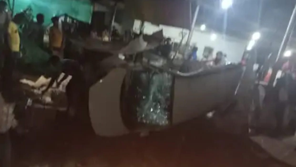 Three died in road accident, car collides with culvert and overturns in field