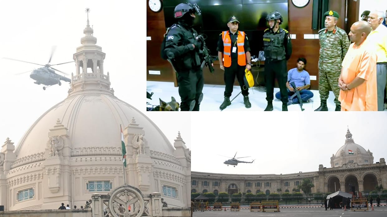 Mock drill: Operation gandiv 5 in UP Vidhansabha on Thursday.