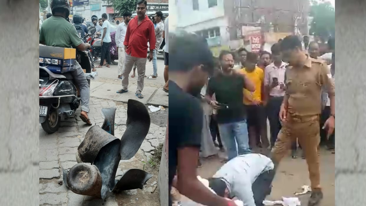 A oxygen cylinder blasts near bala ganj chauraha in lucknow.