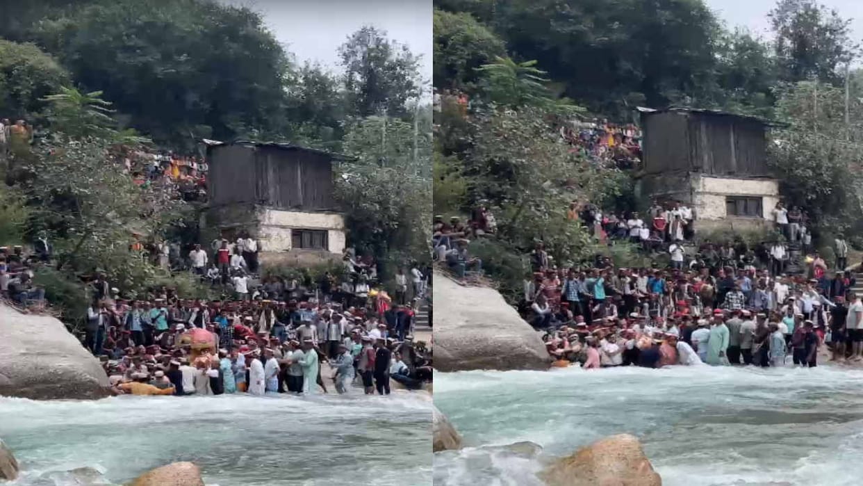 Kullu: Mata Gadadurga took royal bath in Tirthan river, hundreds of devotees gathered