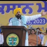 किसान मेले को संबोधित करते सीएम भगवंत मान।