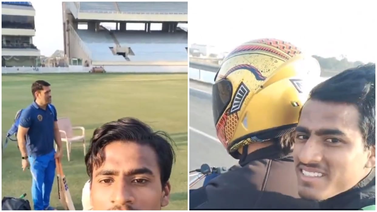 Fan says MS Dhoni Gave Him Ride On His Yamaha Bike After Practice Session, Watch Video Goes Viral