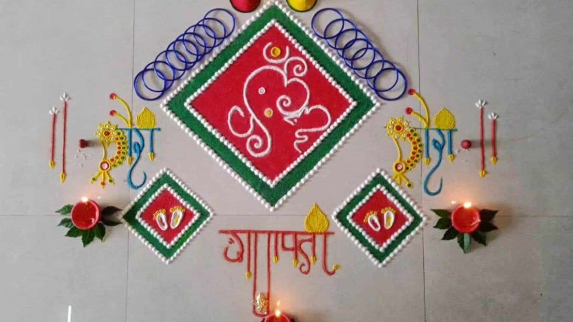 Ganesh Chaturthi 2023 latest Rangoli design for ganpati puja simple Rangoli design