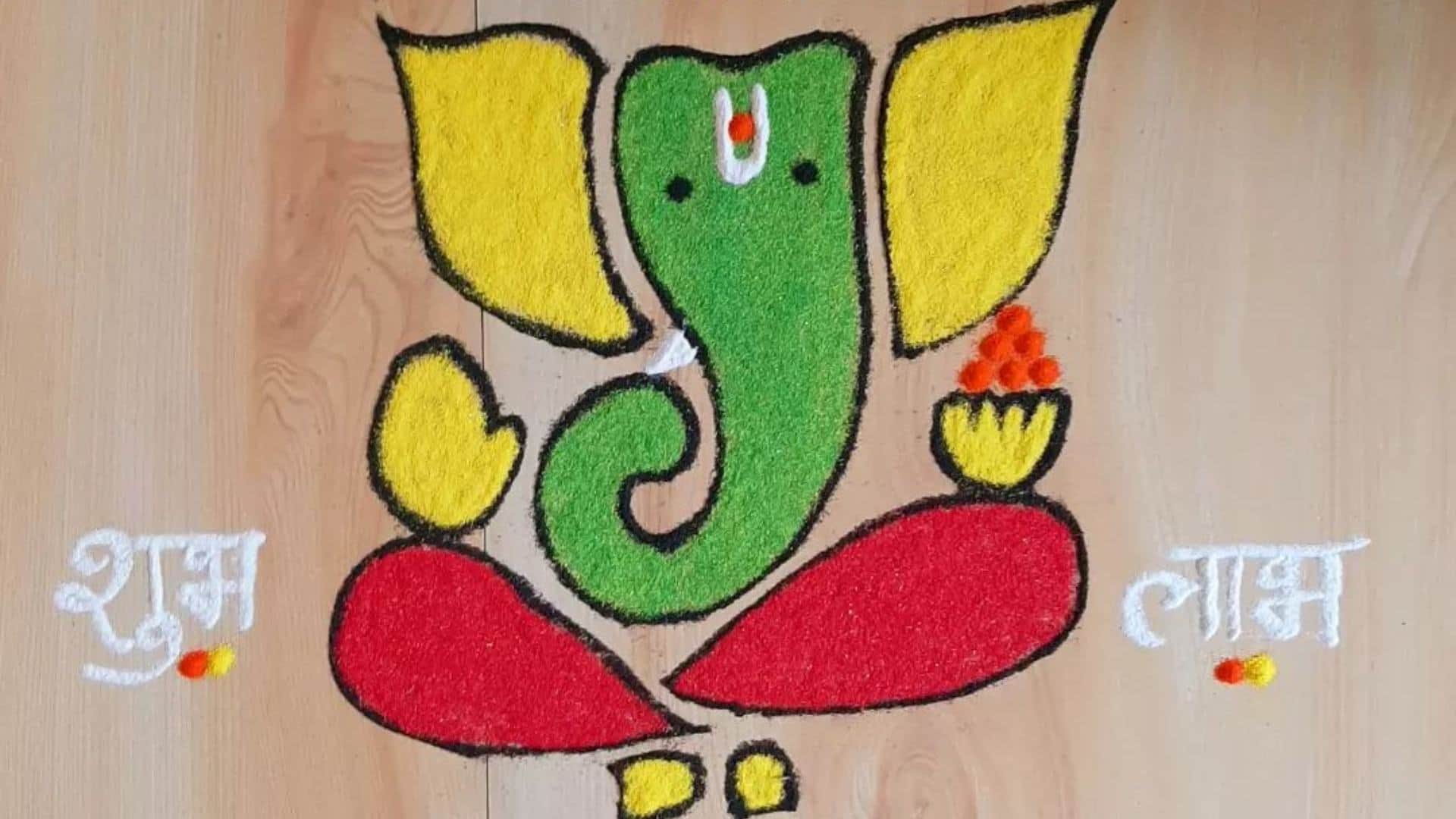 Ganesh Chaturthi 2023 latest Rangoli design for ganpati puja simple Rangoli design