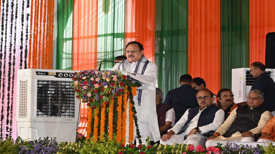 JP Nadda attacks Baghel government in Jashpur