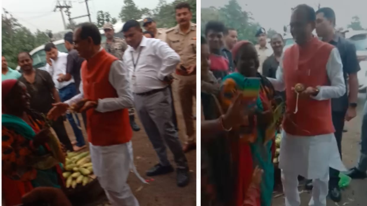 After stopping the convoy, CM Shivraj reached Ladli Behna to eat corn