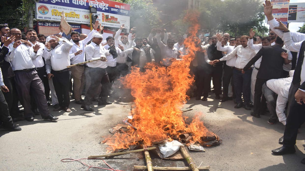 Advocates protested by taking out a symbolic funeral procession