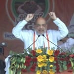 सभा को संबोधित करते गृह मंत्री अमित शाह।