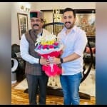 केंद्रीय शिक्षा धर्मेंद्र प्रधान से मुलाकात करते विक्रमादित्य सिंह।
