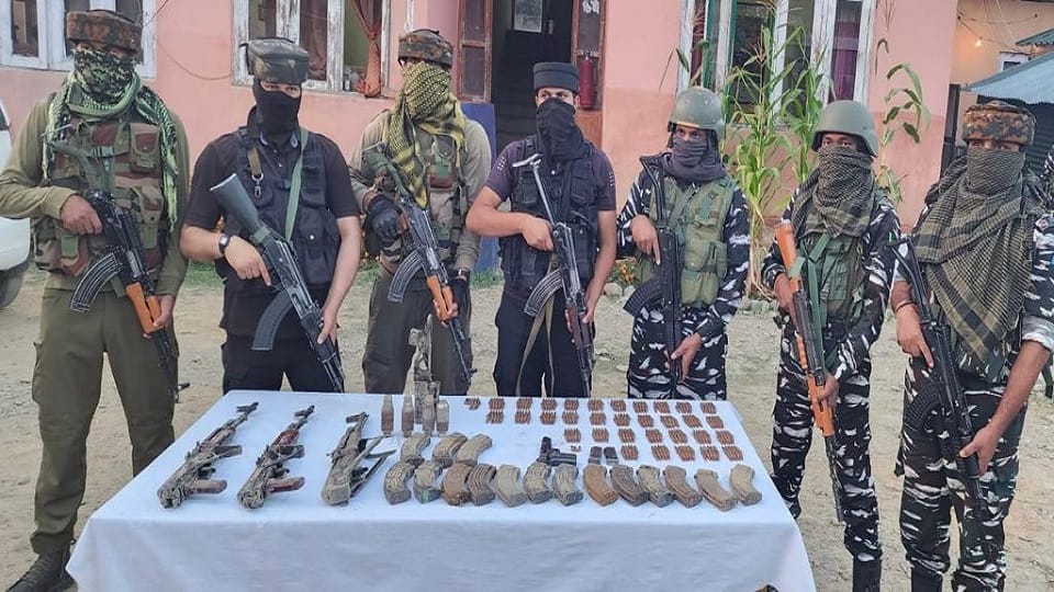 Security forces recovered huge quantity of weapons in Baramulla and Handwara
