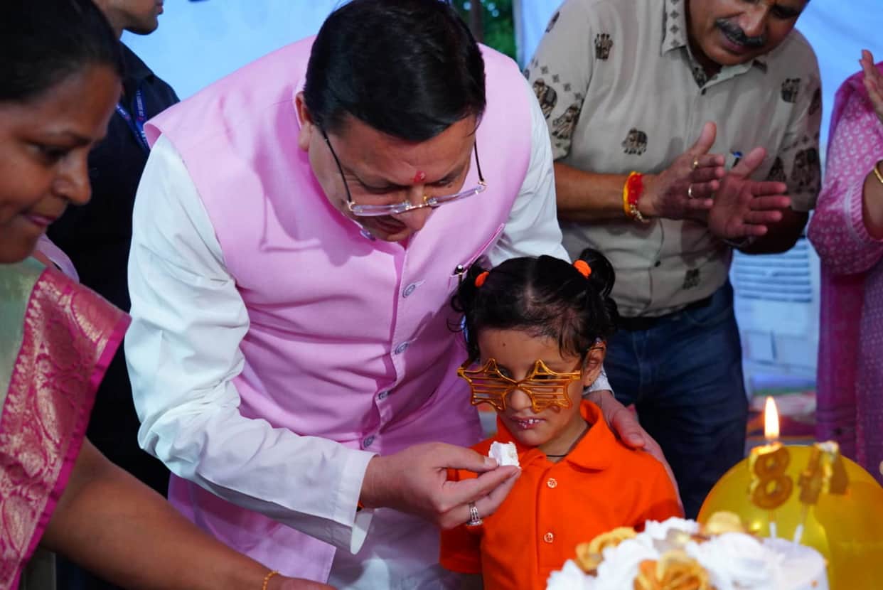 CM Dhami Birthday Spent time with poor children many leaders including PM Modi congratulated Watch Photos