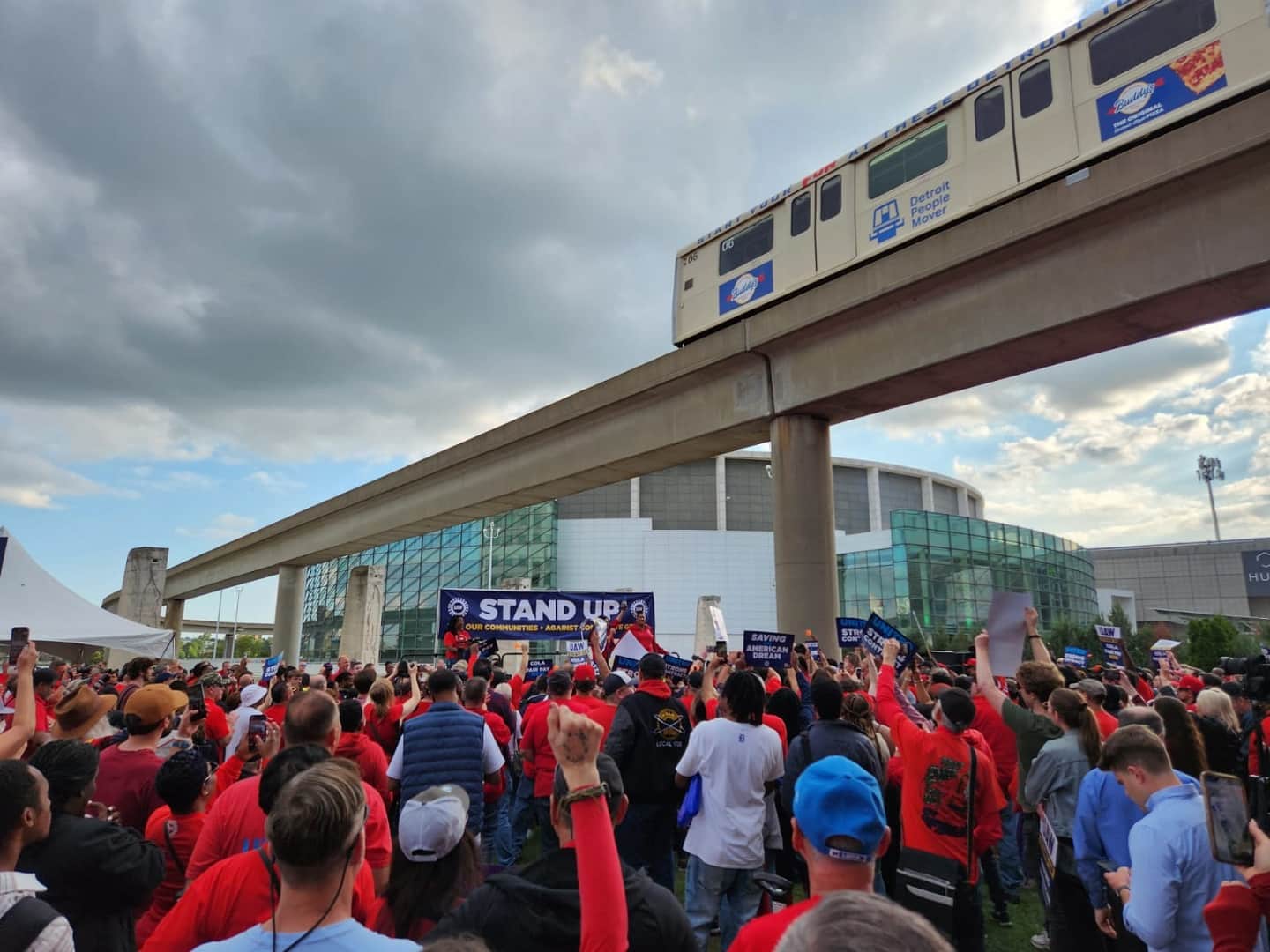 US President Joe Biden meets workers of United Auto Workers Union on strike against Ford, GM and Stellantis
