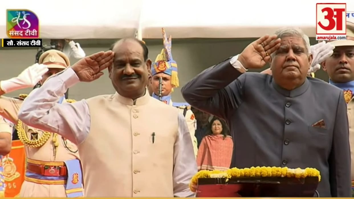 Vice president jagdeep dhankar hoist national flag in new parliament 17 september mallikarjun kharge