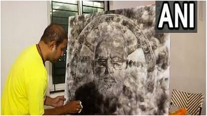 Cuttack based smoke artist makes portrait of Prime Minister Narendra Modi on his birthday